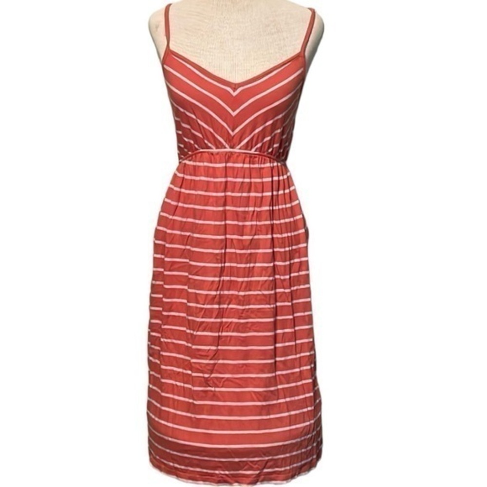 Motherhood maternity spaghetti strap striped dress, v neck size small
